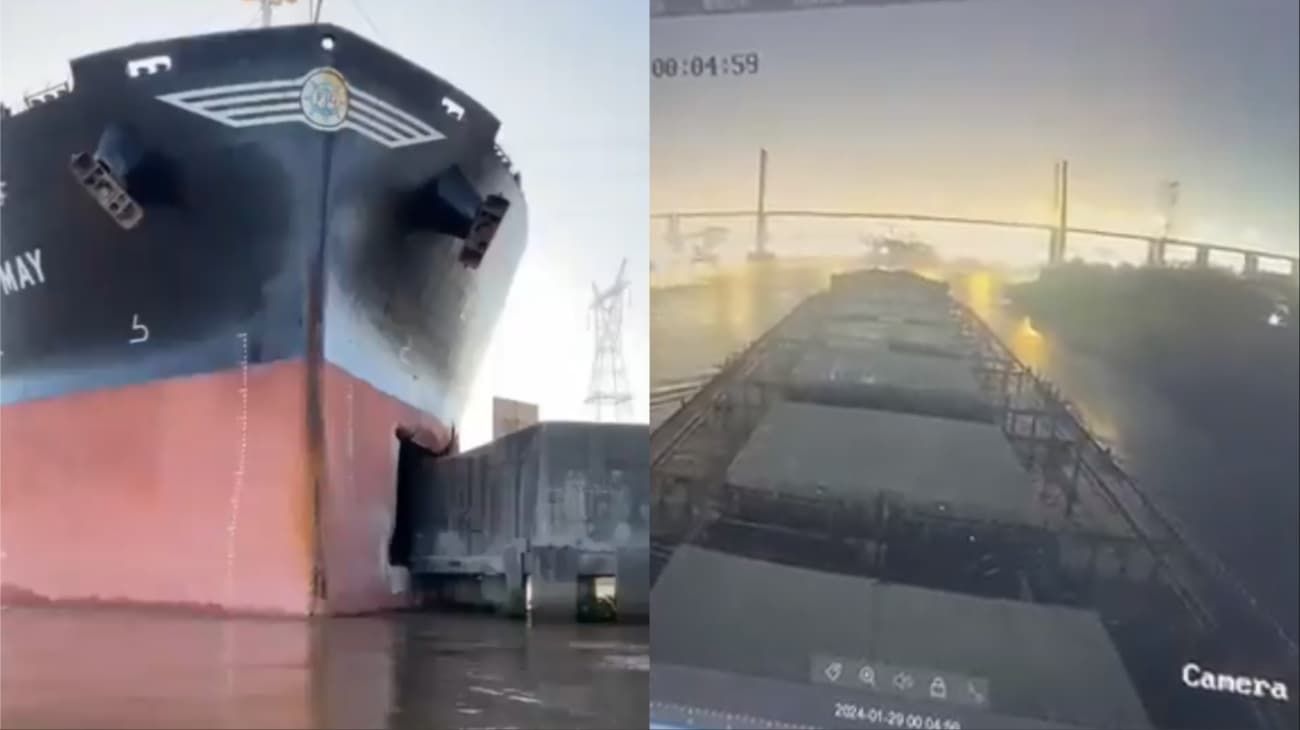 El video desde adentro de cómo chocó el barco contra el puente Zárate Brazo Largo