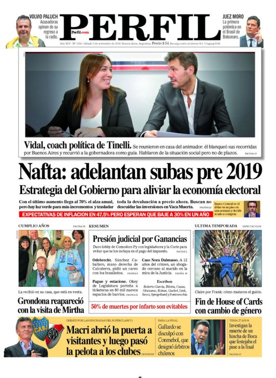 La tapa de Diario PERFIL de este sábado