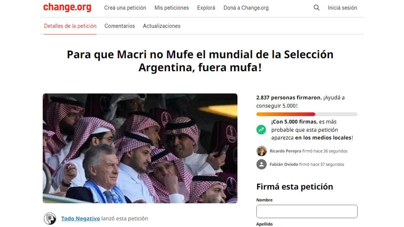 Arman una petición en Change.org para que Mauricio Macri no "mufe" el Mundial