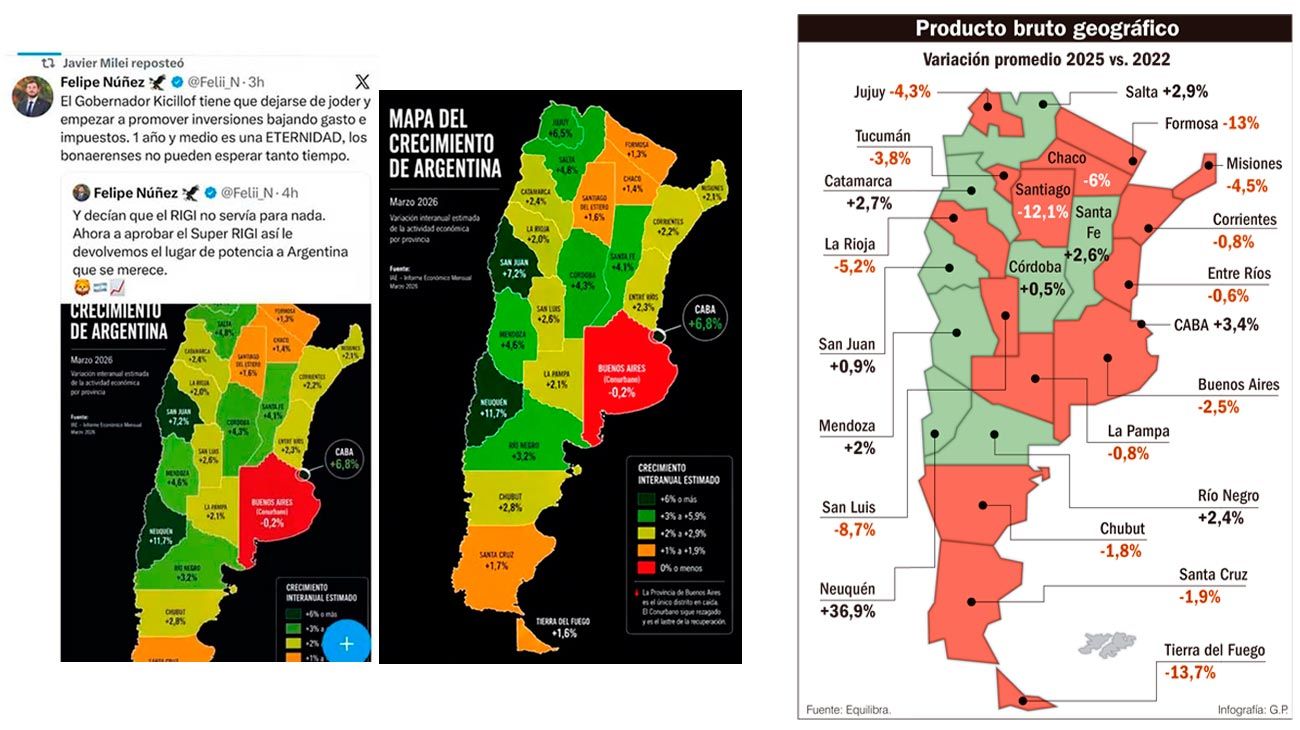 El verdadero mapa con los datos económicos de las provincias