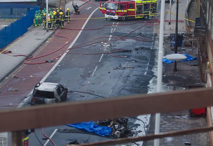 Cayó un helicóptero en Londres