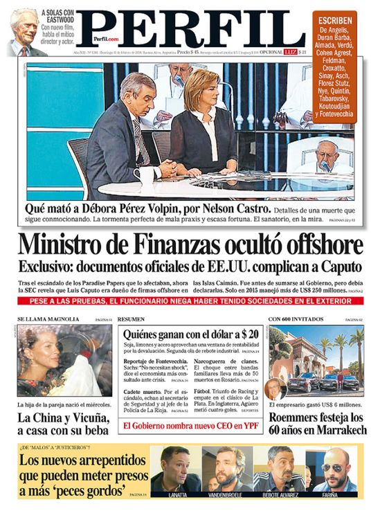 La portada del Diario Perfil de este domingo