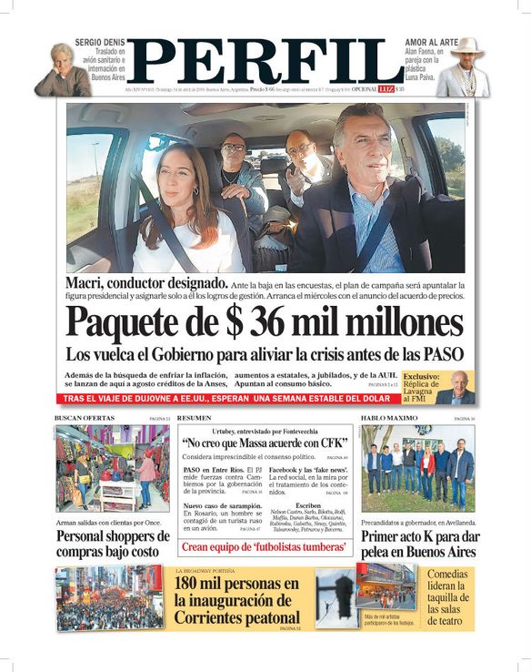 La tapa del Diario PERFIL de este domingo