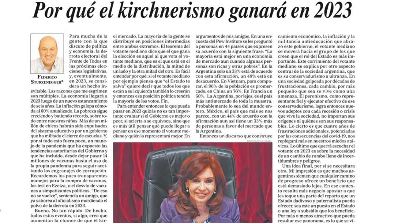 Elecciones 2023 según Sturzenegger