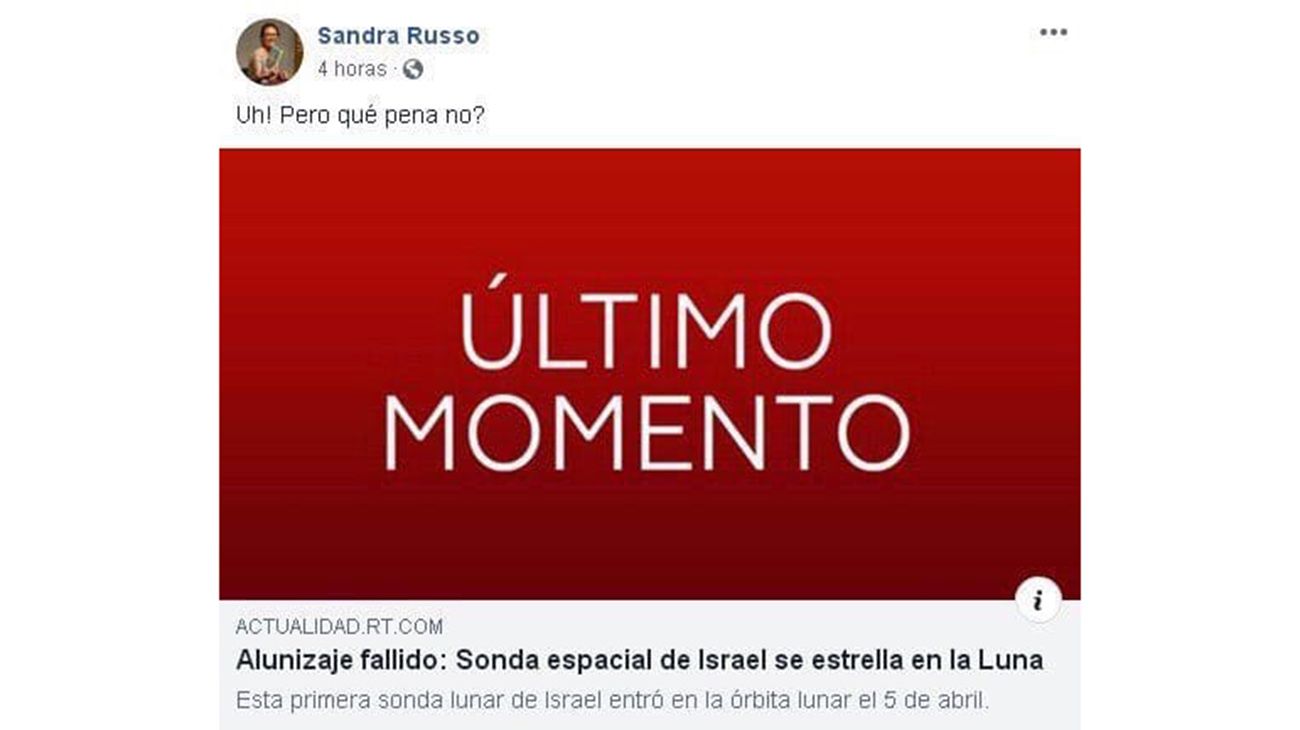 El sadismo político de Sandra Russo: se burló del fallido alunizaje de Israel