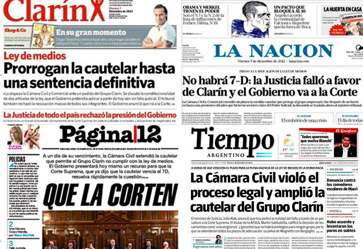 Las tapas de los diarios, tras la caída del 7D