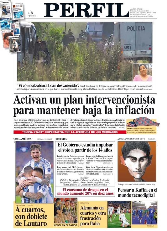 La tapa del Diario PERFIL del domingo 30 de junio de 2024