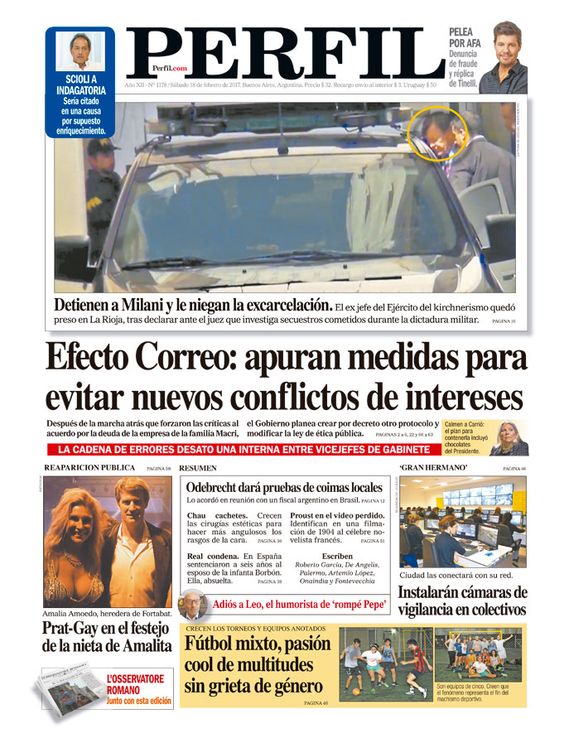 La tapa de este sábado del Diario Perfil