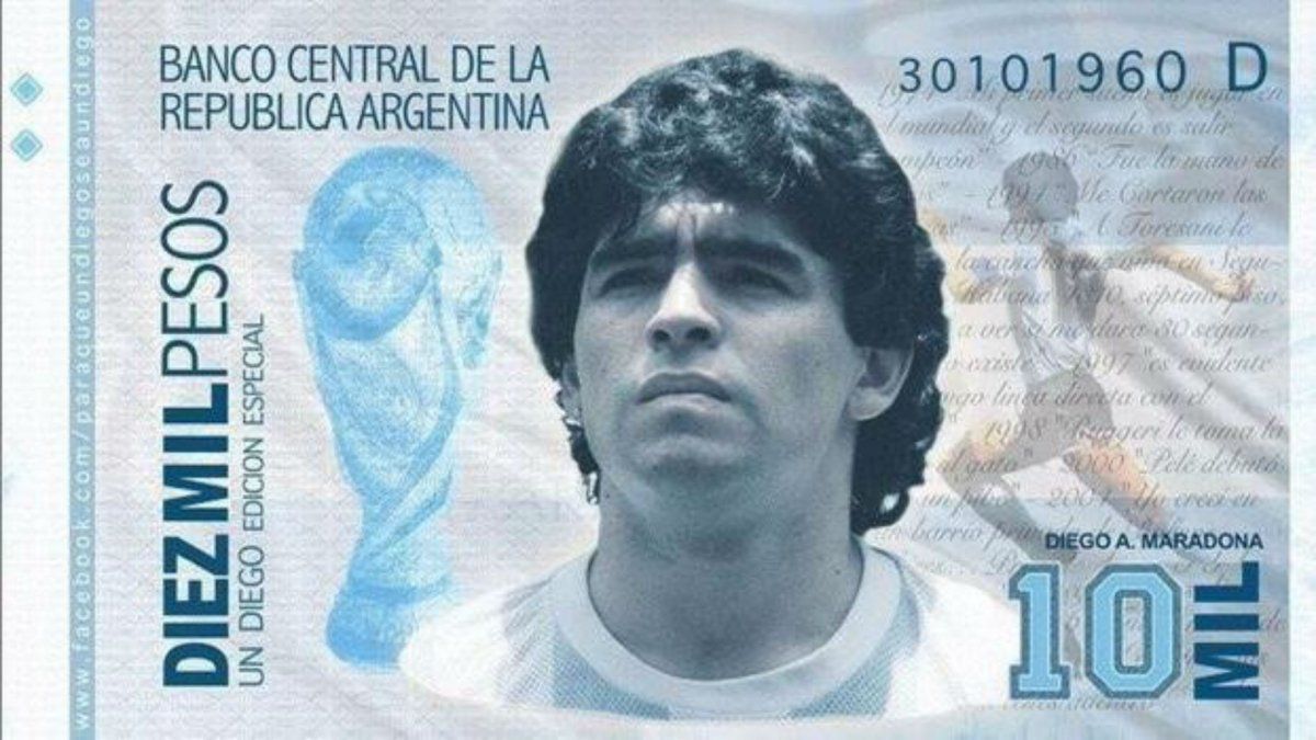 Presentaron un proyecto de ley para que Maradona aparezca en billetes y sellos postales
