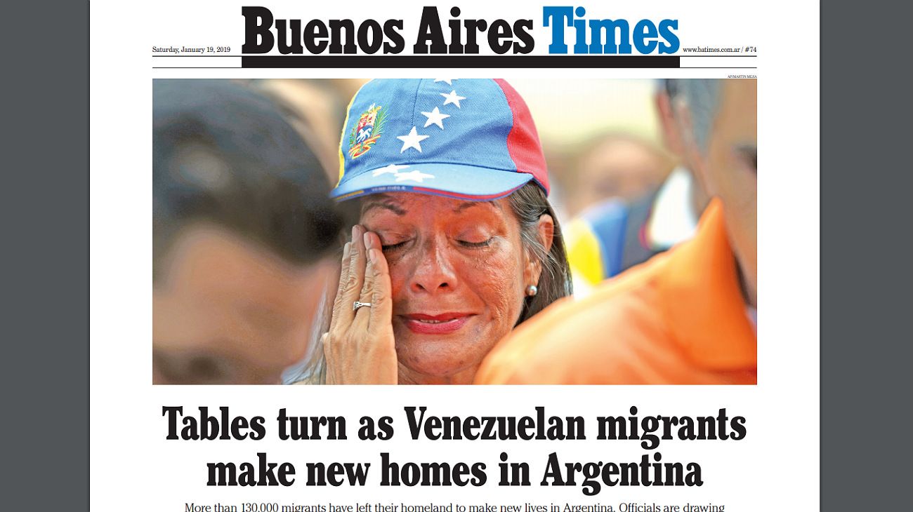 Tapa y temas principales de BA Times de este sábado