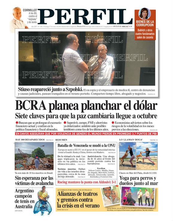 La tapa del DIARIO PERFIL de este domingo