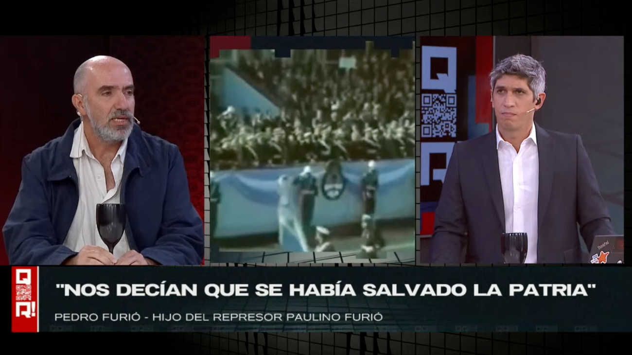 "No podemos avalar el encubrimiento ni lo que pasó", sentenció Pedro Furió, hijo de un represor, en "QR!"