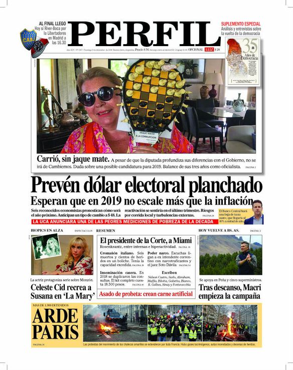 La tapa del Diario PERFIL de este domingo