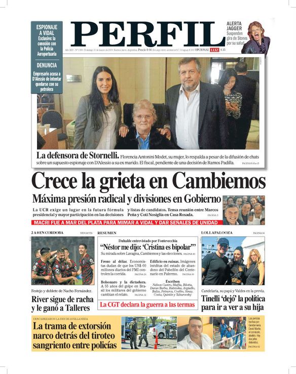 La tapa del Diario PERFIL de este domingo