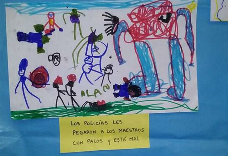Nenes de 4 y 5 años debieron dibujar a policías pegándole a los maestros