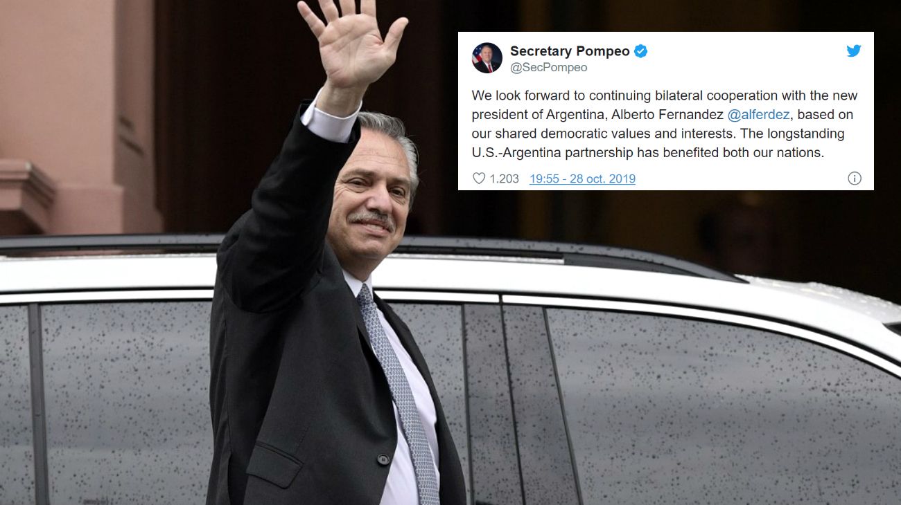 Estados Unidos propuso a Fernández trabajar para "promover el estado de derecho" en la región