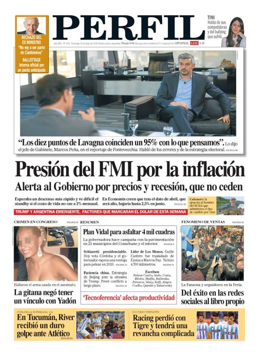 La tapa del Diario PERFIL de este domingo