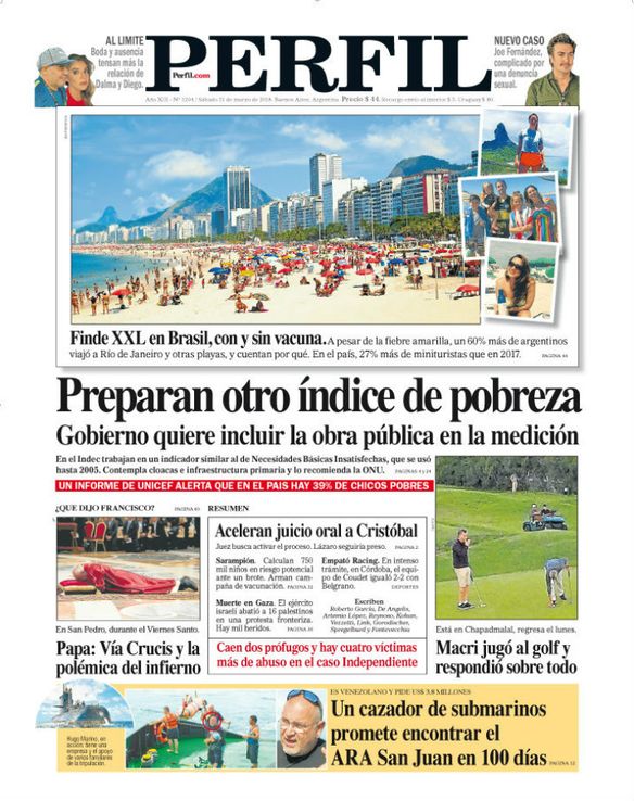 La tapa de Diario Perfil de este sábado 31 de marzo