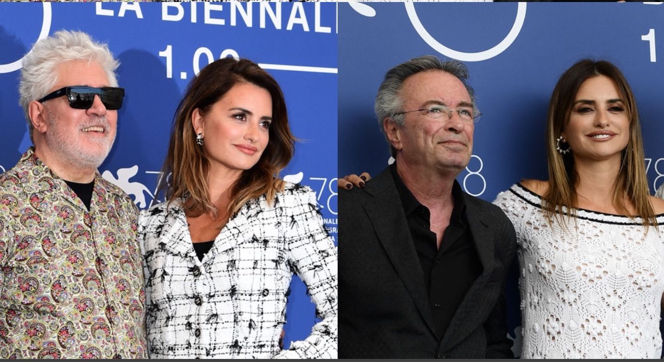 Penélope Cruz unida en Venecia a Oscar Martínez y Pedro Almodóvar
