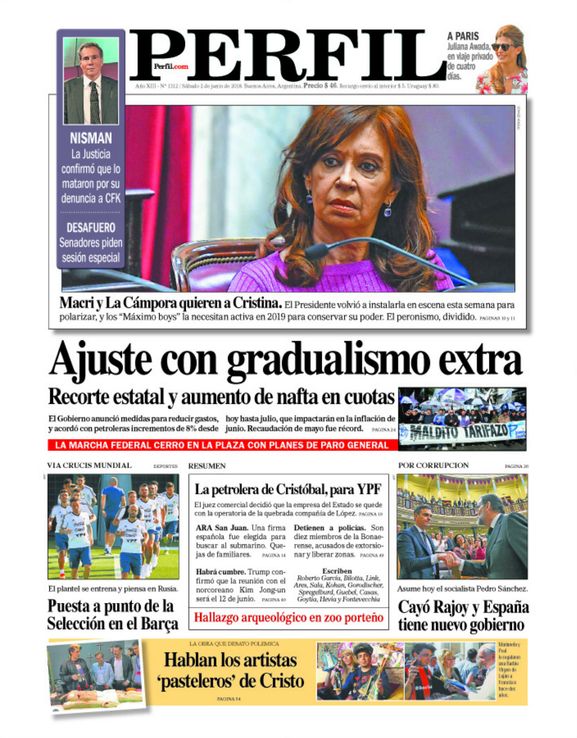 La tapa de Diario PERFIL de este sábado