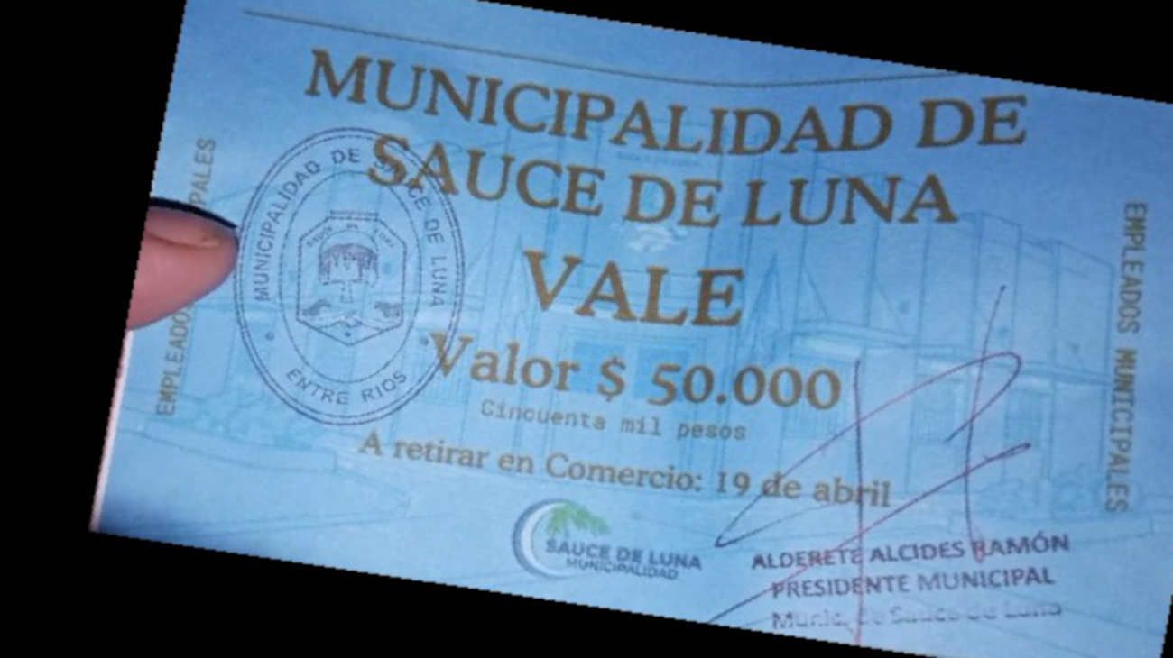Municipio de Sauce de Luna: pagaron sueldos con tickets para comida